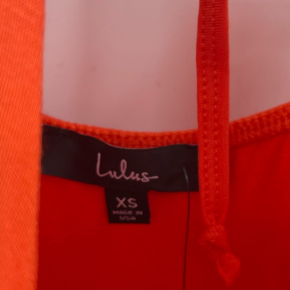 NWT Lulu’s Dress Hot Temps Red Orange Halter Midi Dress Size XS - Picture 5 of 6